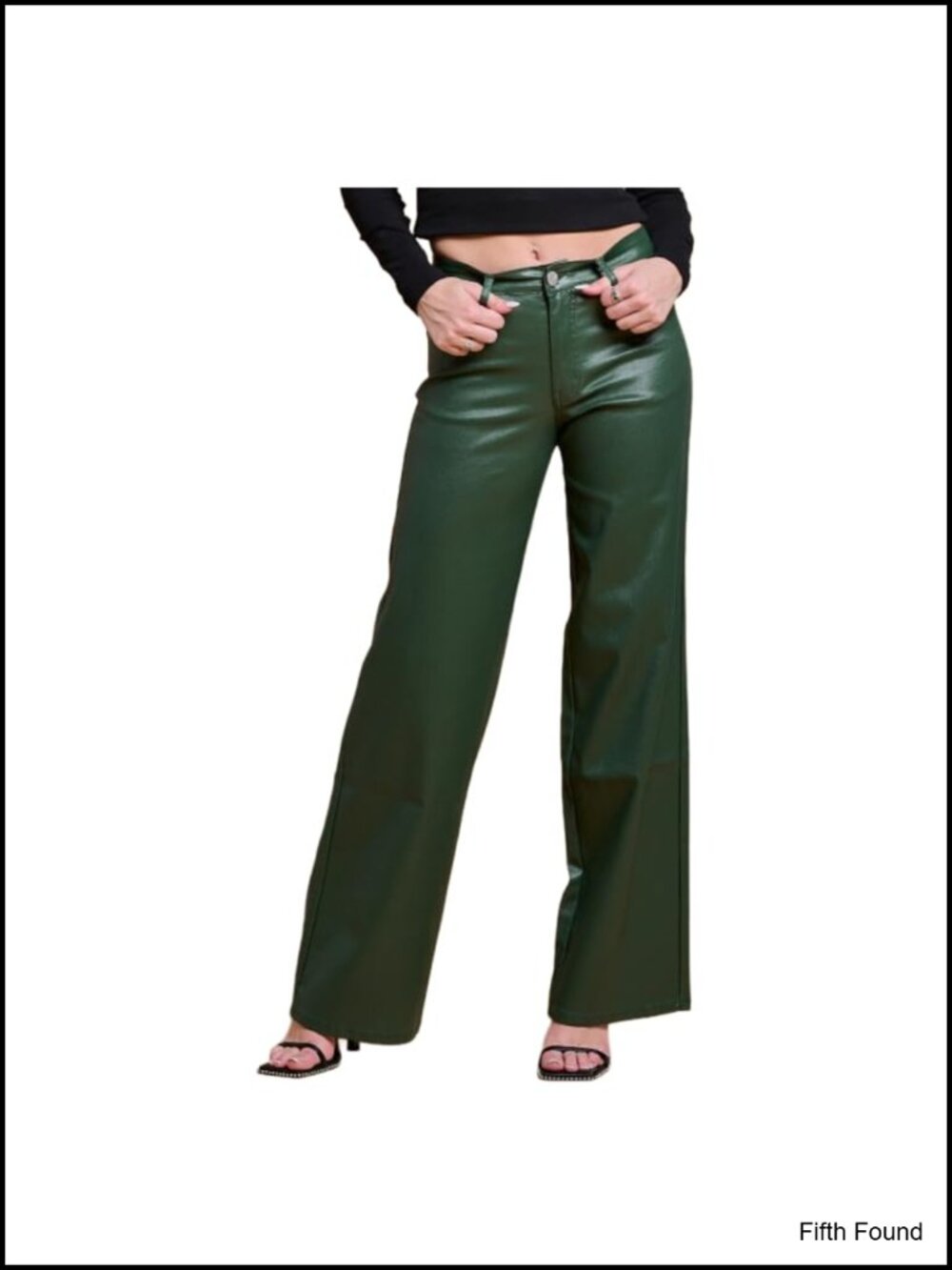 High Waisted Super Stretch Faux Leather Wide Leg Pants